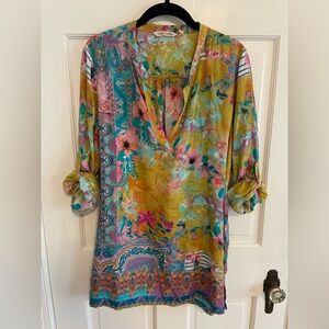 Soft Surroundings Floral Tunic in Yellow and Pink